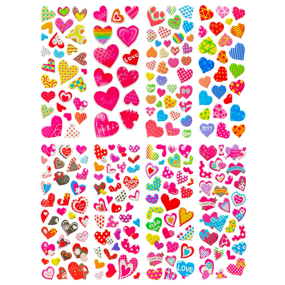 Six Vanka 3D Puffy Stickers For Kids, 8 Different Sheets Including Lovely Heart Sticker For Boys And Girls