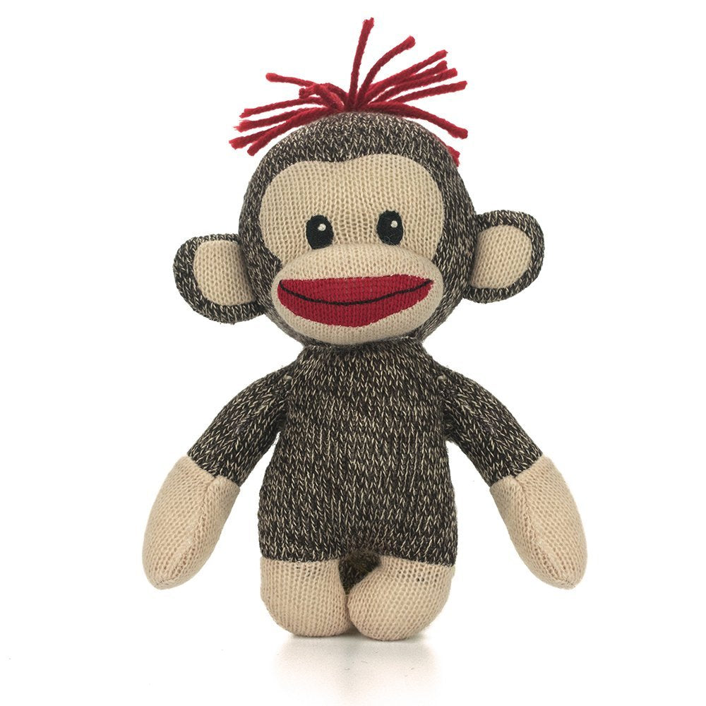 Plushland Curioso Brown Sock Monkey - Hand Knitted 6-Inch Stuffed Animal Toy for Kids, Babies, and Teens - Perfect Gift Puppet