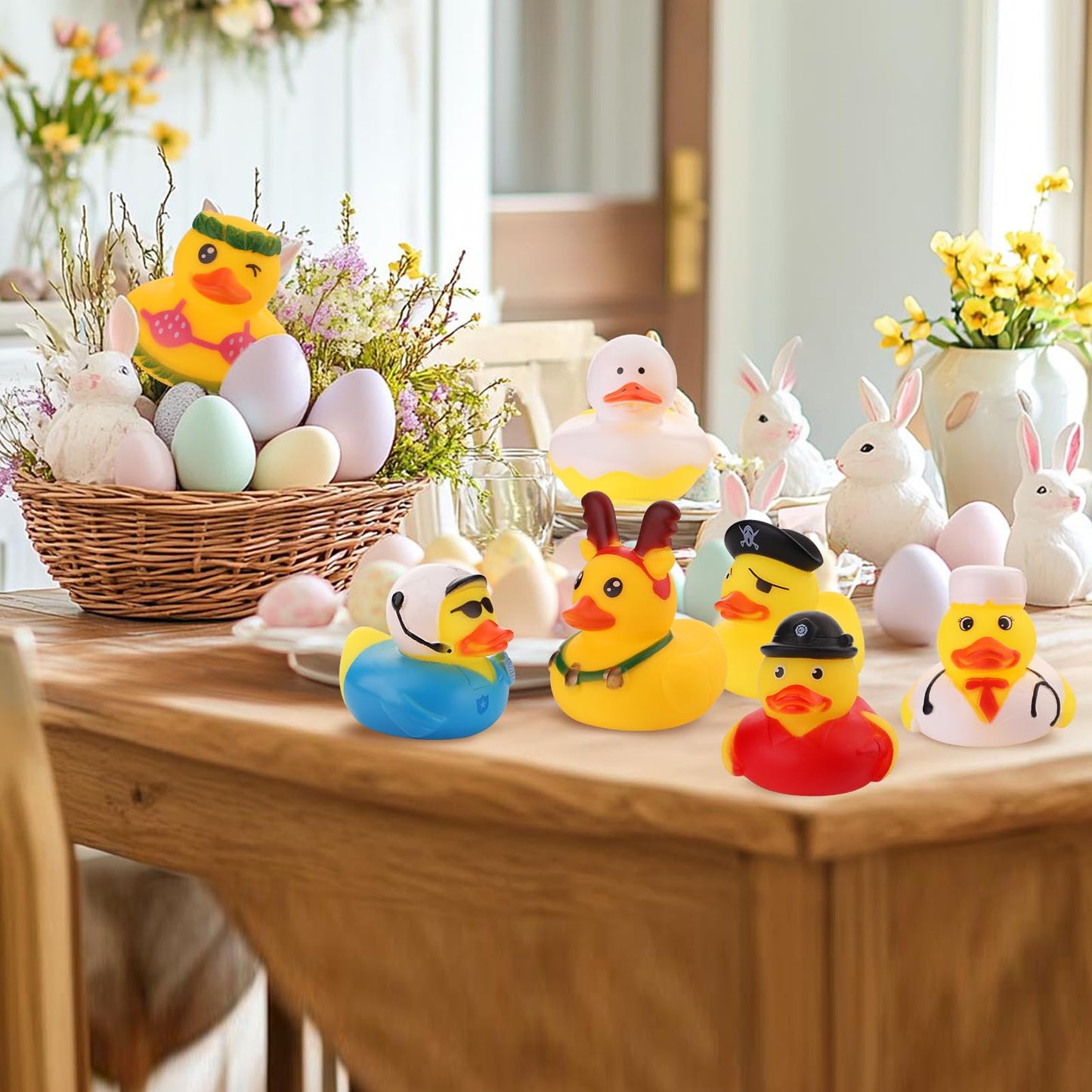 25 Pcs Easter Rubber Ducks For Kids, Assorted Mini Rubber Duckies Small Easter Ducks For Easter Basket Stuffers, Bath & Pool Toy
