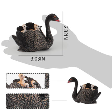 LC JoyCre Black Swan Figurine 3 Inch Big Black Goose Toy Swan Toy Animal Figure for Toddlers Preschool Animals Figures Eduaction