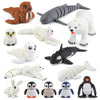 BEYONGME 14PCS 3D Printed Arctic Animals Figurines Toys, Realistic Polar Animal Articulated Bath Toys with Polar Bear Fox Pengui