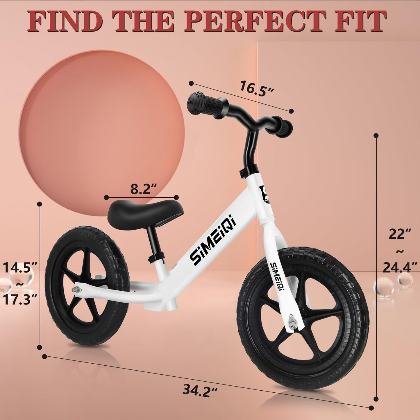 SIMEIQI 12 Balance Bike for Boys Girls 2 3 4 5 Years Old No Pedal Walking Balance Training Sports Bicycle for Kids Toddlers