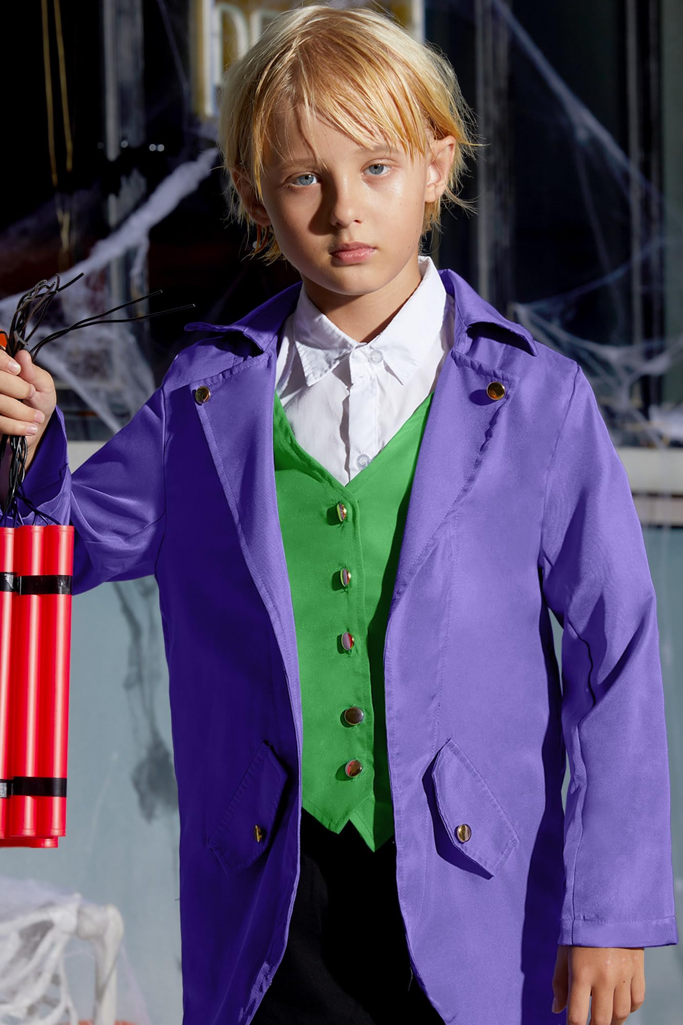 Besserbay Halloween Boys Renaissance Steampunk Medieval Gothic Jacket Vampire Retro Tailcoat Purple 8 Years