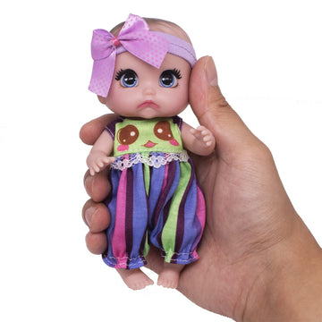 Beem Jun 6'' Cute Small Baby Doll Newborn Baby All Vinyl Reborn Baby Dolls For Girls Swivel Mini Dolls 16 Cm Crying Baby Diy Toy