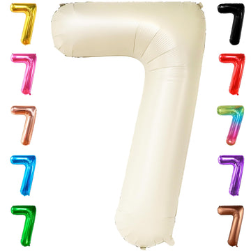 Katchon, Giant Cream Number 7 Balloon - 40 Inch | 7Th Birthday Balloon For 7Th Birthday Decorations | 7 Balloons For Birthday | Seven Balloon Number | 7 Year Old Balloon For 7 Year Decorations