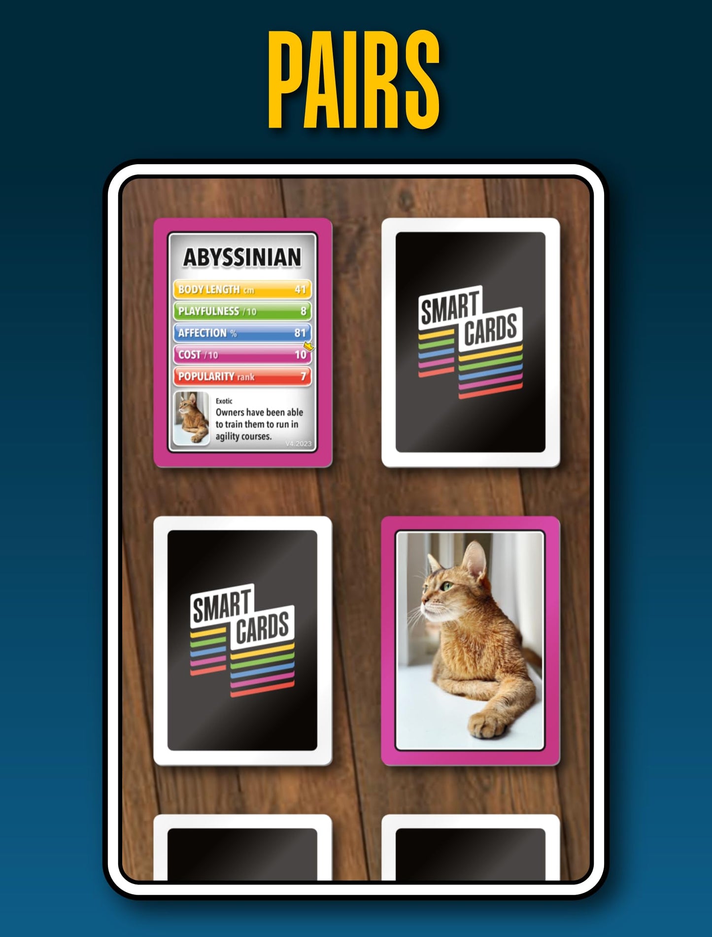 SMART CARDS Cats Card Games - Matching Pairs, Snap, Trumps, Rummy, Happy Families (8 Games To Play) | Age 5+, 1-8 Players | Fun