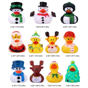 11Pcs Christmas Rubber Ducks, Bath Rubber Ducky Toys Cute Assorted Holiday Rubber Ducks For Christmas Holiday Celebrations Party