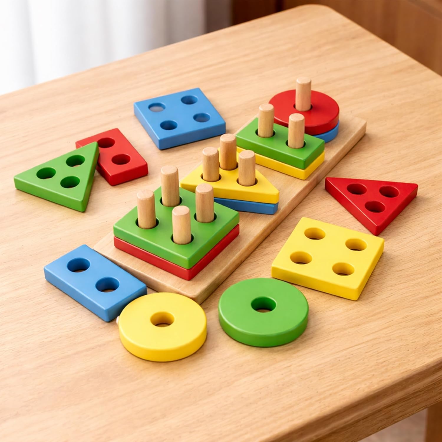 Nm Fashion Lifestyle Wooden Geometric Shape Puzzle Board For Kids,Colourful Blocks, Educational Toy For Toddlers (4 Color)