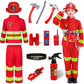 Watlie Firefighter Costume For Kids, Fireman Costume With Toy Accessories Set, Toddler Firefighter Costume For Boys And Girls, F