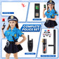 Skirfy 15PCS Police Officer Costumes for Girls,Police Costume for Kids Girls,Uniform with Toys for Cosplay Dress Up Halloween Pa