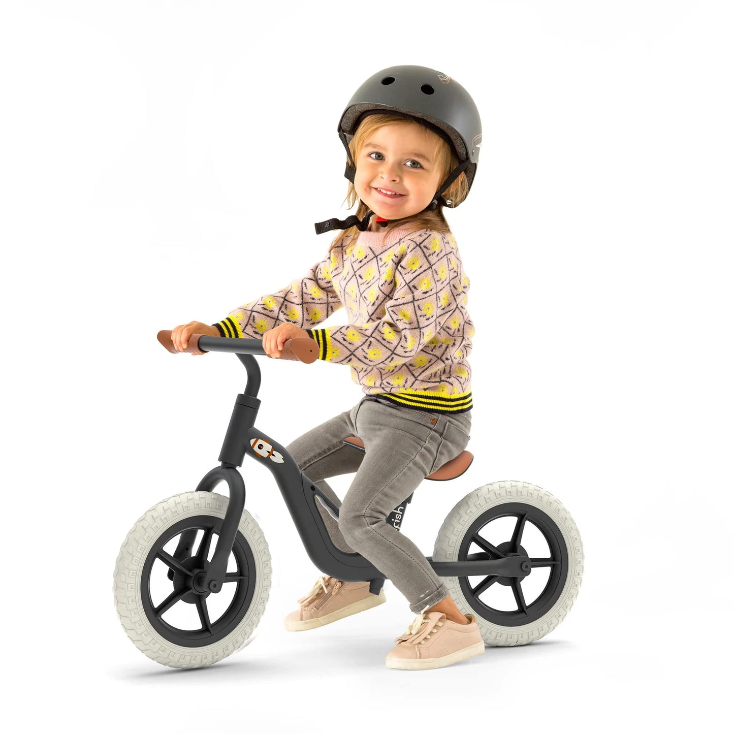 Chillafish Charlie Balance Bike for Toddlers, 10-Inch No-Puncture Tires, Adjustable Seat, Black, Model CPCH01BLA