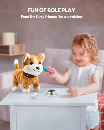 Airbition Plush Toy Dog For Girls, Interactive Dog Puppy Toys Gifts For 2 3 4 Year Old Toddler Kids, Walking, Barking, Tail Wagg