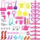 Janyun Dresses Accessories, 6 Styles Christmas Doll Clothes With 6 Pcs Xmas Hats Party Gown Outfits Set For Doll And 98Pcs Girl Dolls Shoes Necklace Bags Hanger Tableware Mirror