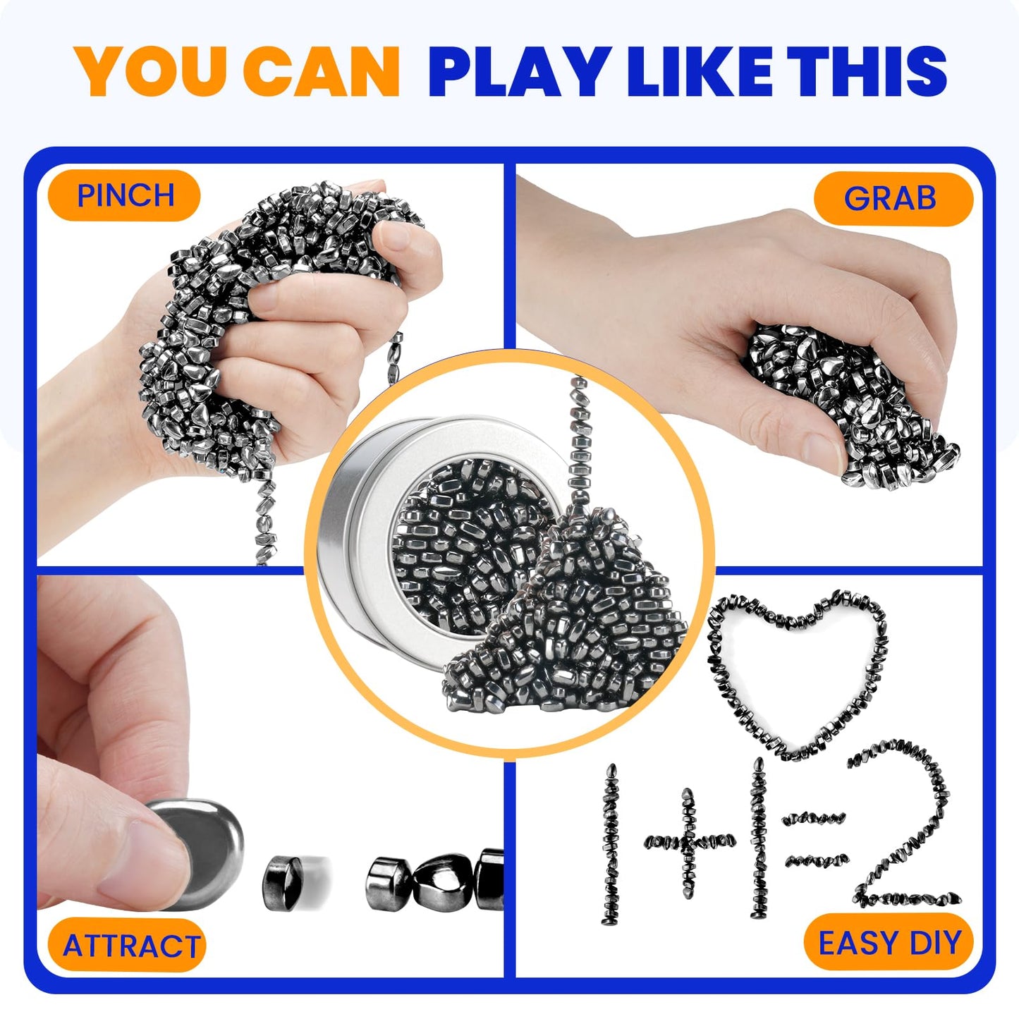 LECTRUS Magnetic Balls Over 600 PCS Mini Magnetic Putty  with 2 Big Smooth Magnetic Beads  Fidget Toys for mature-themed  Weak Ferrite Putty Desk Toys for Office (Black)