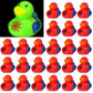 Leyndo 24 Pcs Glow in The Dark Spiderweb Rubber Duck Bulk Spiderweb Birthday Party Decoration Favors Squeaky Red Blue Duck for Bathtub Floating Pool Gifts Party Supplies