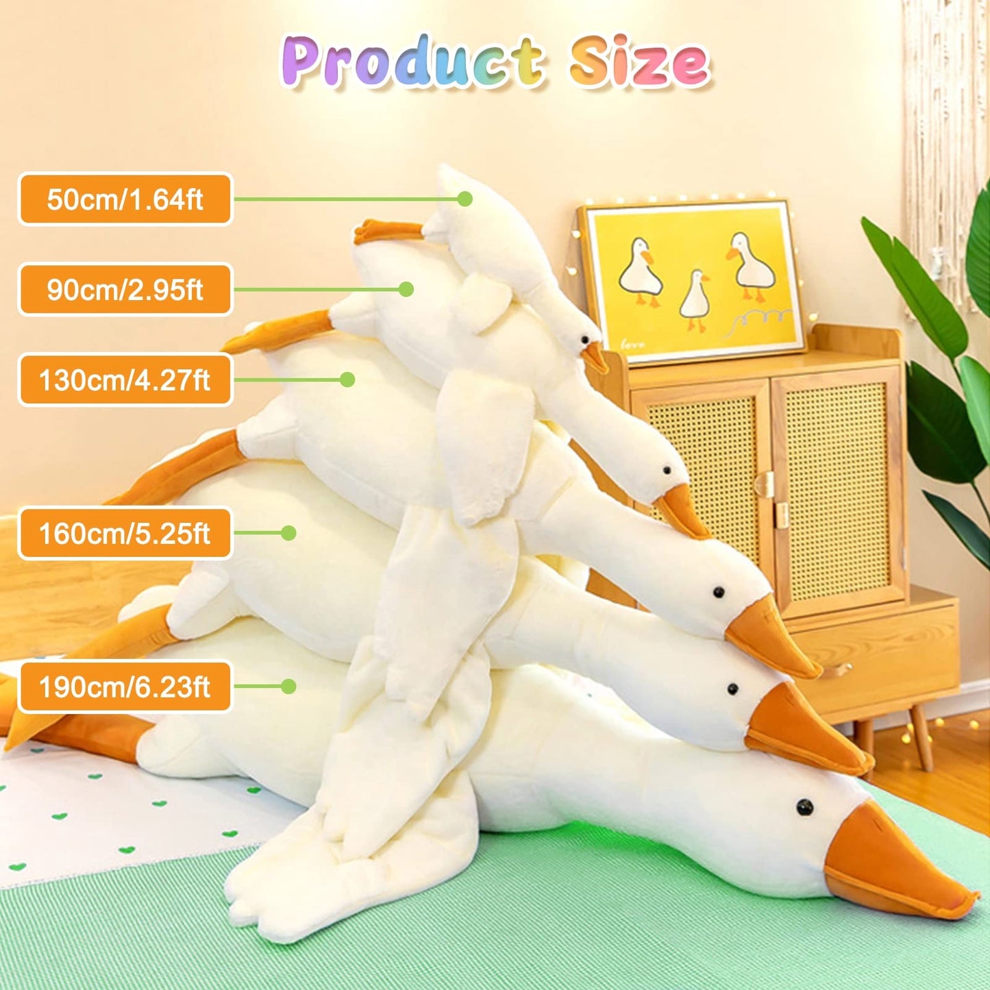 Cottonstar Goose Stuffed Animal 75 Inch Plush Toy, 6 Foot Giant Duck Plush, Super Soft Huge Plushies Pillow Hugging, Gift For Ki