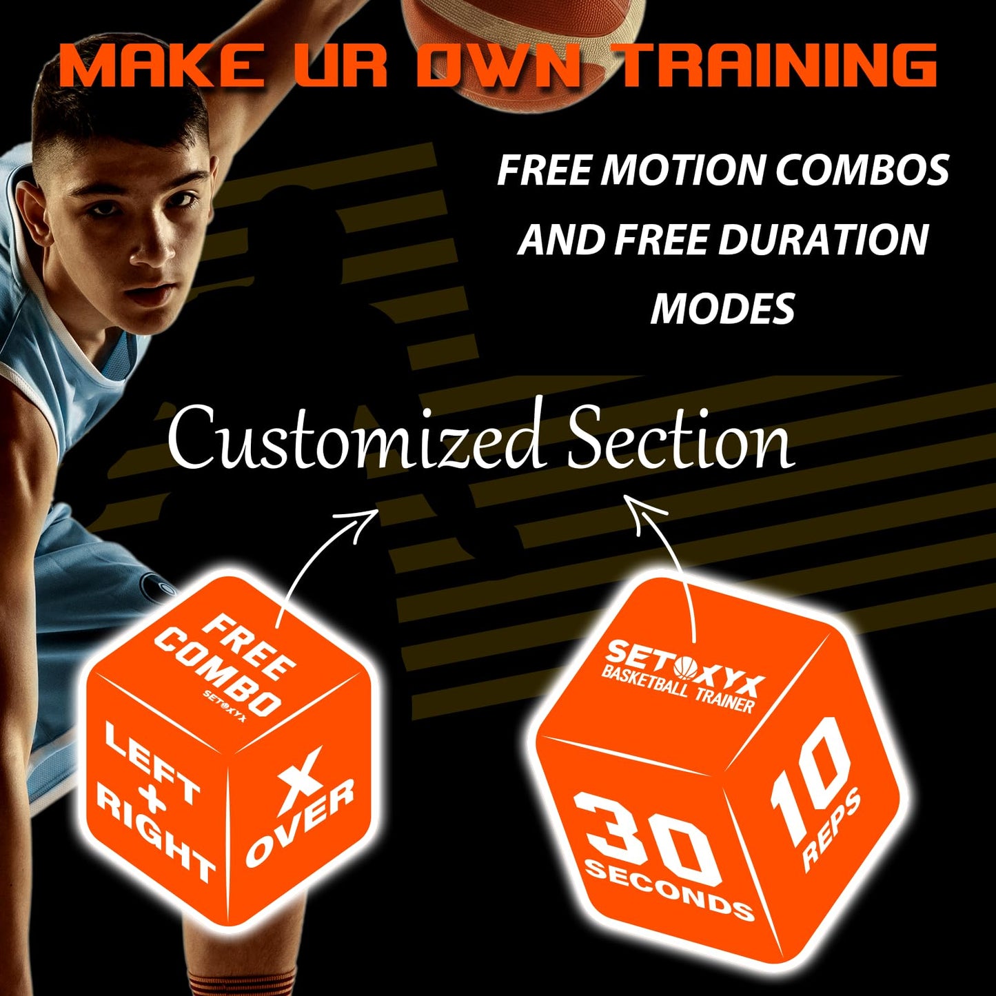 SETOXYX Basketball Dribble Skills Dice Set - Rubber Training Equipment for Beginners - Yellow, Perfect for Gifts and Party Favors