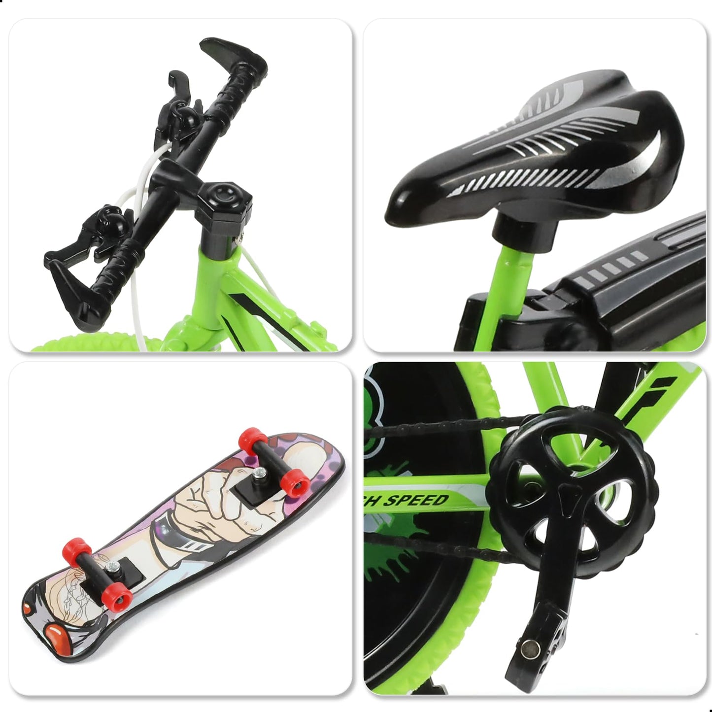 Risopen 1:8 Scale Die-Cast Alloy Mini Road Bike Bicycle Model Toy Finger BMX Toy Desktop Decoration Crafts for Cycling Lovers (Green)