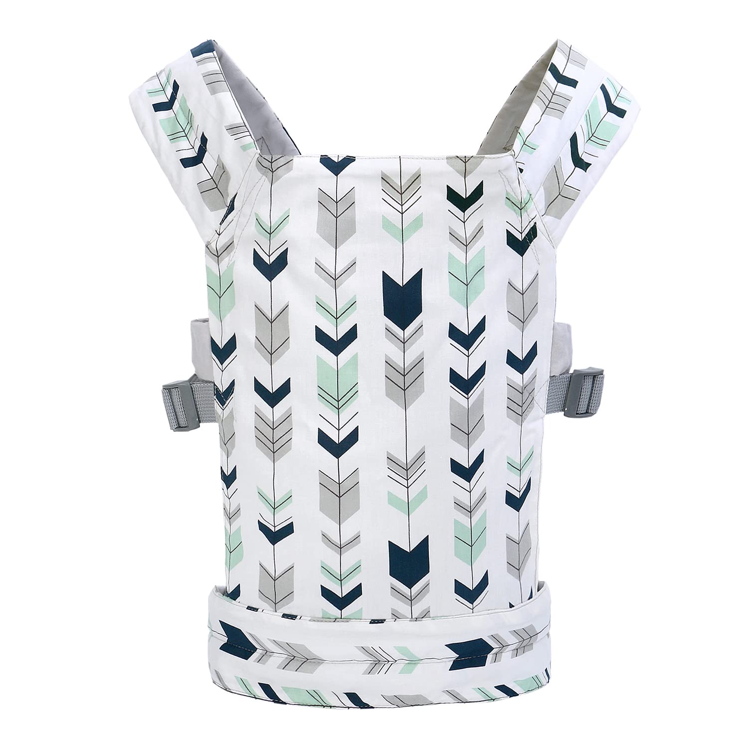 Baby Doll Carrier Front and Back Baby Doll Accessories Backpack Kid Toddlers Play Toy Baby Carriers for Babydoll Pretend with Adjustable Straps for Little Girls (Green Arrow)