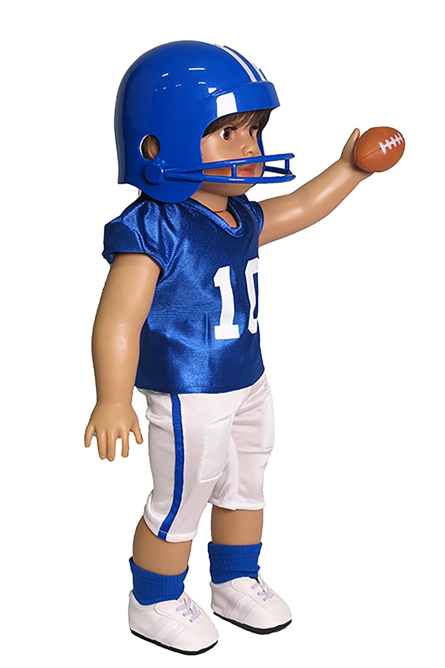 American Fashion World Blue Football Uniform 6pc Set for 18-Inch Dolls | Premium Polyester Material & Trendy Design