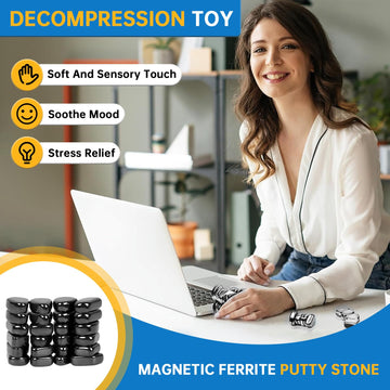 SRENMSMT Ferrite Putty, 24 pcs Magnetic Fidget Toy, Crags Ferrite Putty, Fidget Toys Adults for Office Stress/Anxiety Relief, Gi