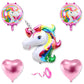 Mystic Toy Store Unicorn Balloons for Birthday Decoration Kit Pink White Baby Girls Kids 5 Pcs Unicorn Theme Foil Balloons Decor