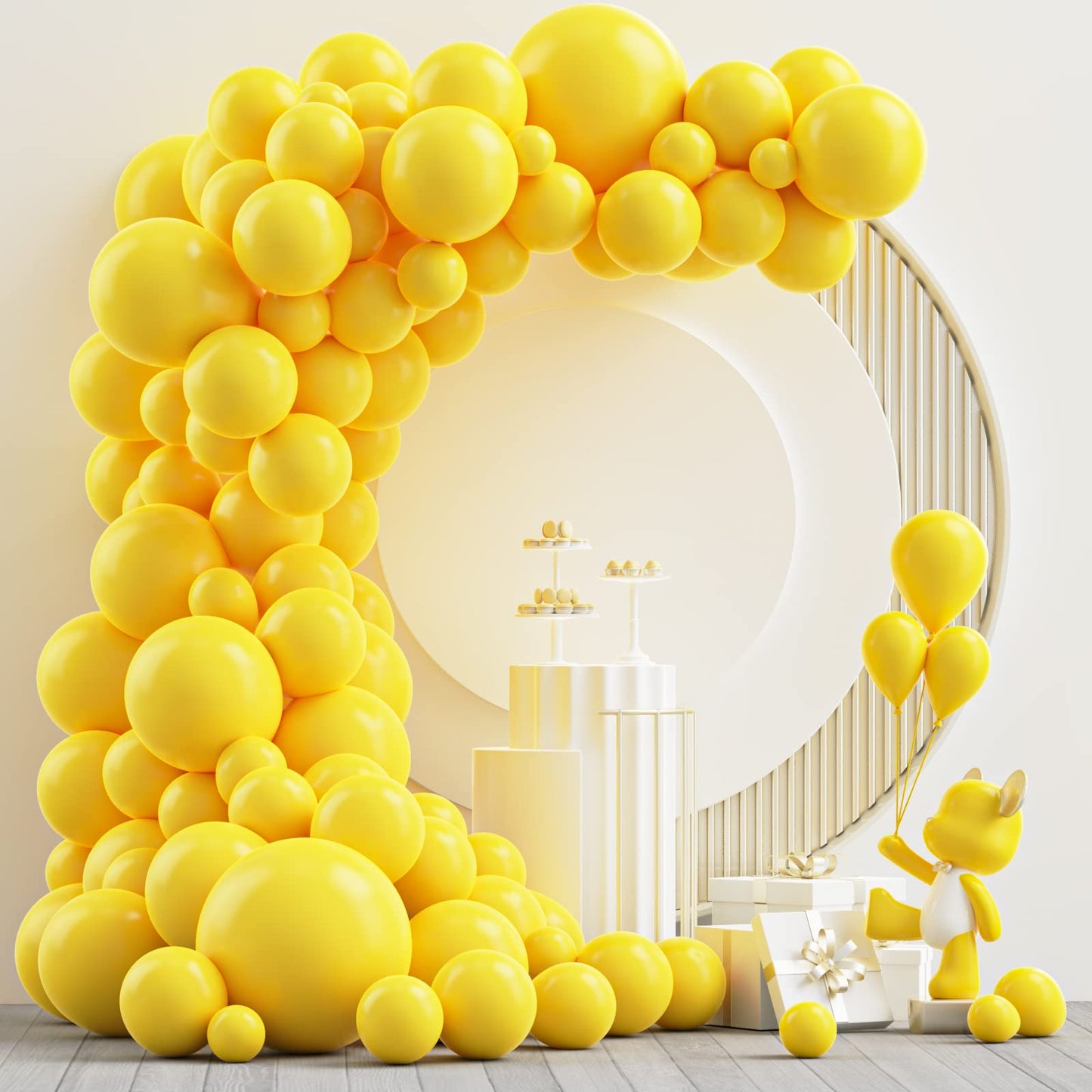 Nisocy Yellow Latex Balloon Arch Kit, 102Pcs 18In 12In 10In 5In Yellow Balloons Arch Garland For Birthday, Baby Shower, Wedding,