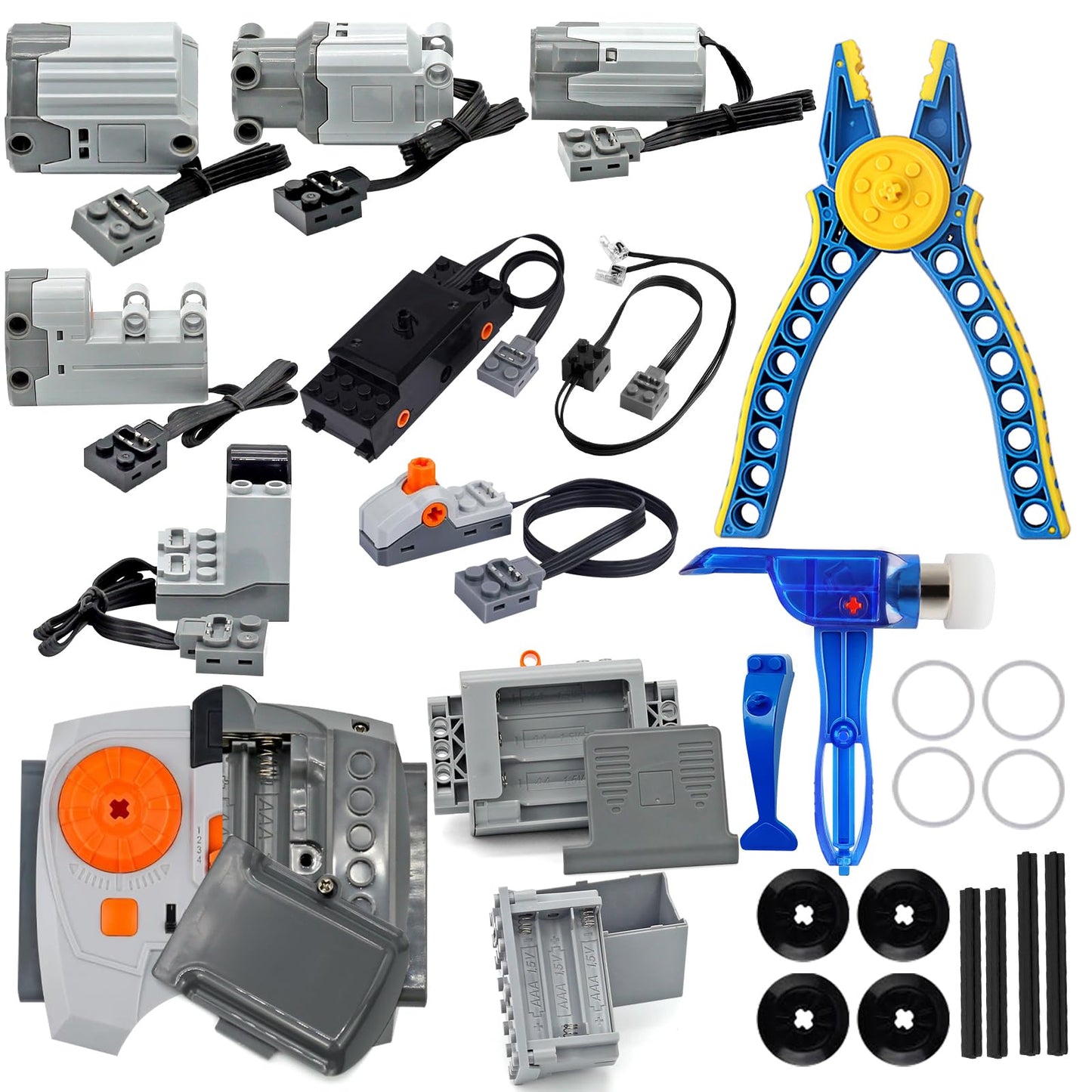 26-In-1 Motor Kit Compatible With Train Technic Cars, Diy Motor Building Set With Carbon Fiber Axles, Servo Motor, Speed Remote