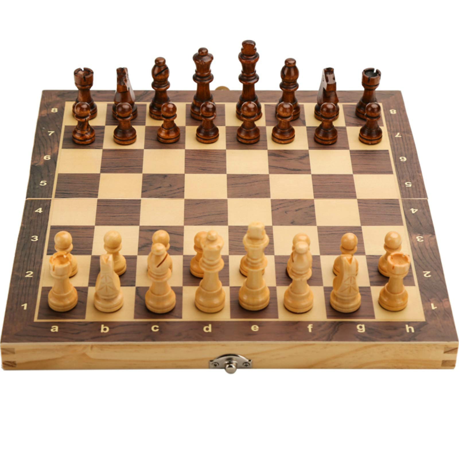 15 x 15 Magnetic Wooden Folding Chess Set with 2 Extra Queens  Handmade Game Board Interior for Storage for mature-themed Kids Beginner Large Chess Board
