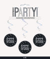 Unique 83780 Black Prismatic Birthday Hanging Decorations,32 6 Pcs, Happy