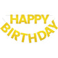 Litaus, Gold Glitter Happy Birthday Banner - Pre-Strung, 9 Ft, No Diy | Birthday Decorations | Happy Birthday Sign For Birthday