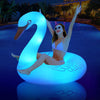Inflatable Swan Pool Float With Colorful Lights, Flyfreeu Solar Powered Led Color Changing Swan Swim Tube Rings, 42'' Large Pool