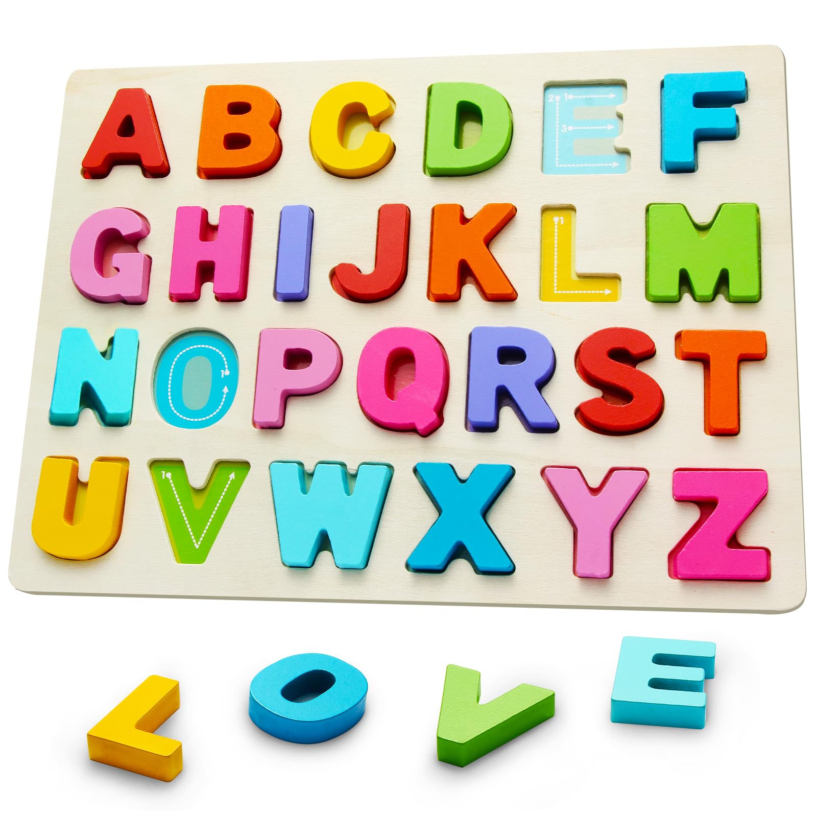 Wooden Puzzles for Toddlers  ABC Alphabet Puzzle  Learning Toys  Preschool Learning Activities  Preschool Educational Toddler Puzzle for Gift Set