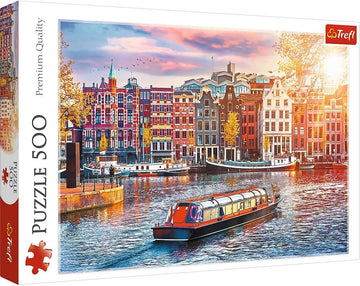 Trefl Amsterdam, Netherlands 500 Piece Jigsaw Puzzle Red 19''X13'' Print, Diy Puzzle, Creative Fun, Classic Puzzle For Adults An