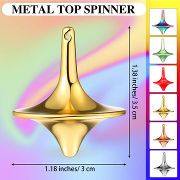 Lenwen 6 Pieces Metal Accurate Top Long Time Little Toy Balance Metal Zinc Alloy Tops for Teens mature-themeds Kill Time Stress Anxiety Gift  1.38 x 1.18'' (Stylish Color)