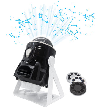 LEXIBOOK NLJ181i3 Speaking 2-in-1 Planetarium Projector, 24 Images to Discover Space, 2 Constellation Domes, STEM, Black/White