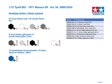 Tamiya Dickie 1/12 300012054 Tyrell 003, 1971 Monaco Gp Vehicle