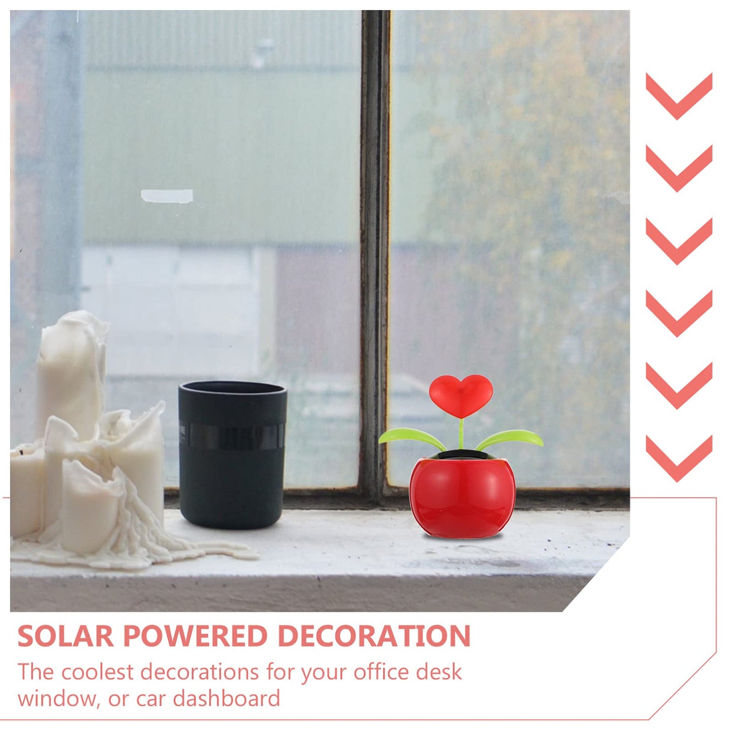 Besportble 2Pcs Solar Dancing Figurines Solar Powered Dancing Flower Heart Swinging Dancer Toy For Car Dashboard Office Desk Dec