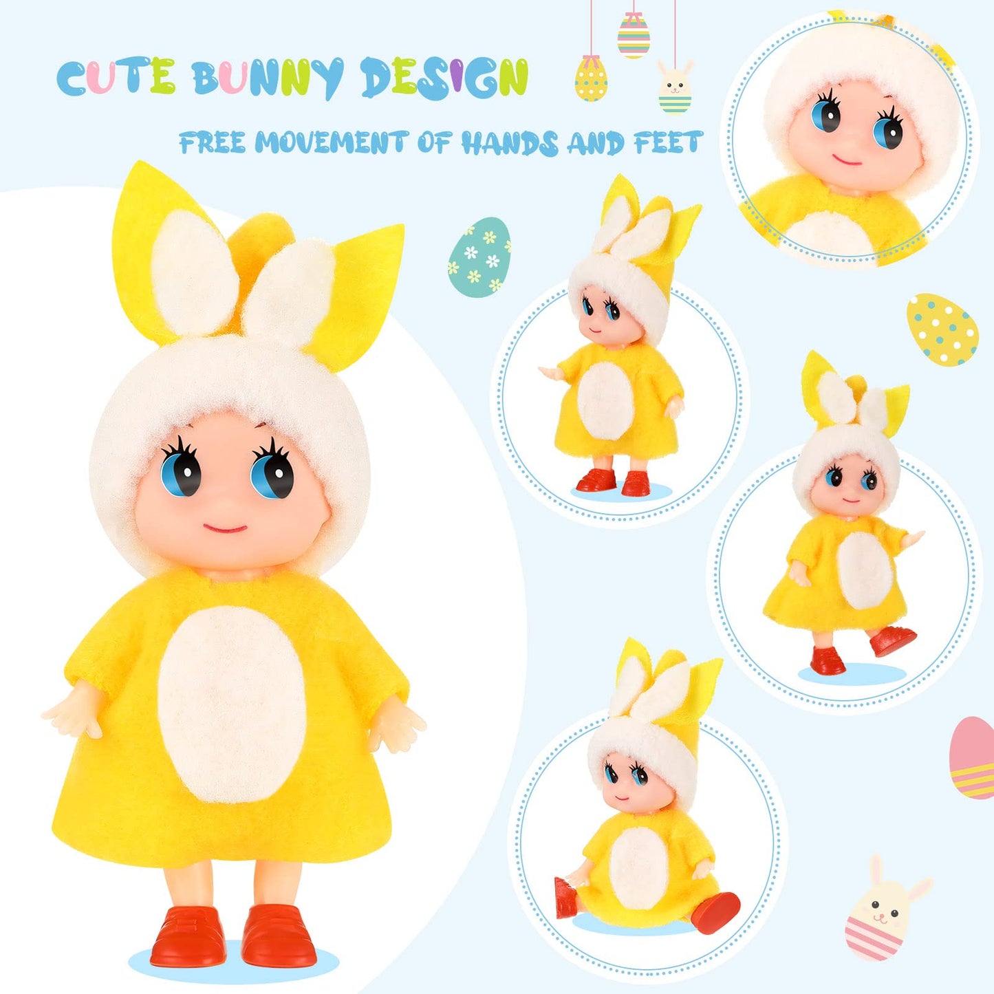 Civaner Easter Eggs Easter Basket Stuffers 10 Pcs Easter Toys Easter Bunny Doll Easter Egg Fillers Easter Bunny Doll Filled East