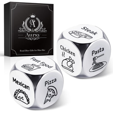 Aursy Stocking Stuffers for Women Men Adults, 2PCS Date Night Food Dice, Birthday Gifts for Him Her Couple Gifts for Boyfriend G