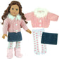 Sophia'S 18' Doll 3-Pc. Feather Trim Pink Chenille Sweater, Denim Skirt And White Tights With Pink Hearts