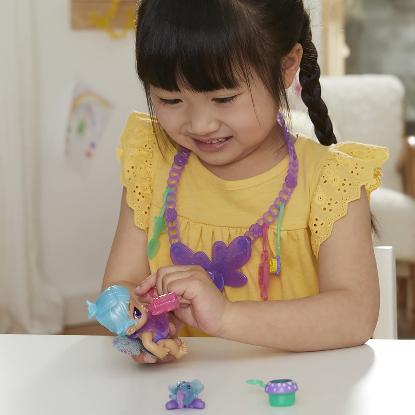 Baby Alive Glo Pixies Minis Doll, 3.75-Inch Lilac Pearl with Necklace & Carrier, Model F5844