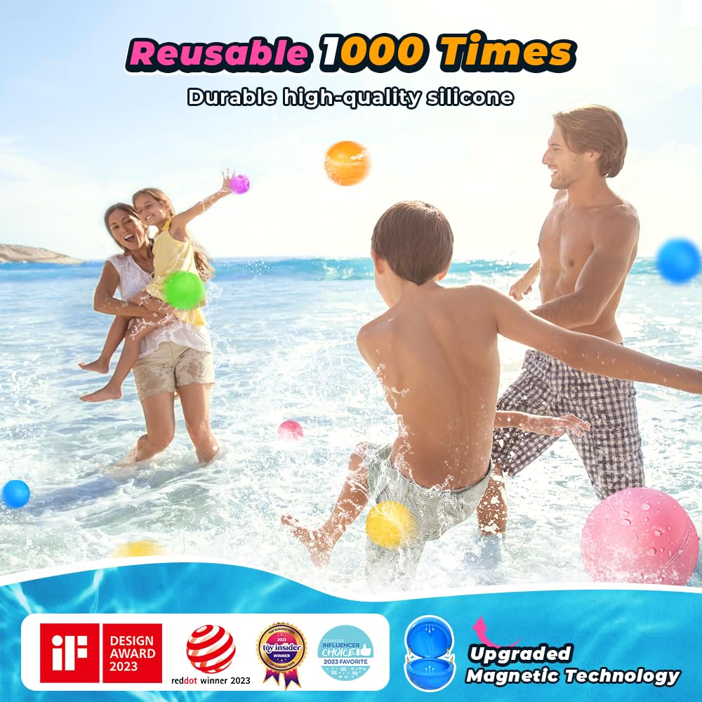 16Pcs Reusable Water Balloons, Pool Toys For Boys And Girls, Beach Outdoor Activities Water Toys For Kids Ages 3-12, Summer Wate