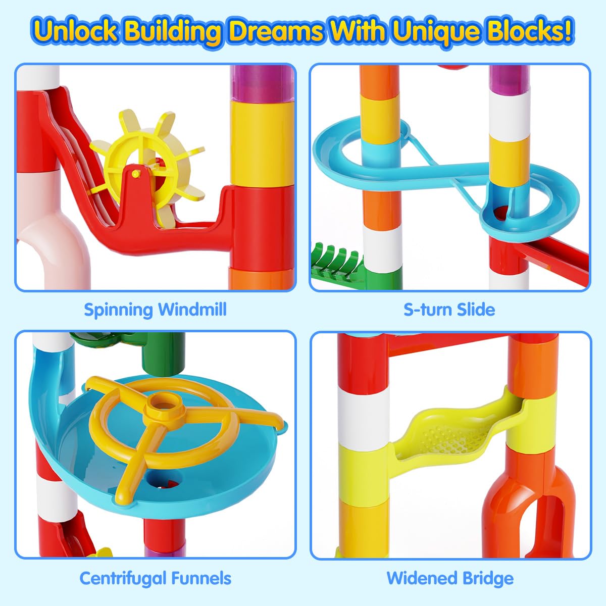 Ifollower Marble Run, 110Pcs Marble Maze Game Construction Building Toys For Kids, Marble Track Race Set Stem Learning Toys Gift For Boys Girls 3 4 5 6 7 8 9 10+, 8105