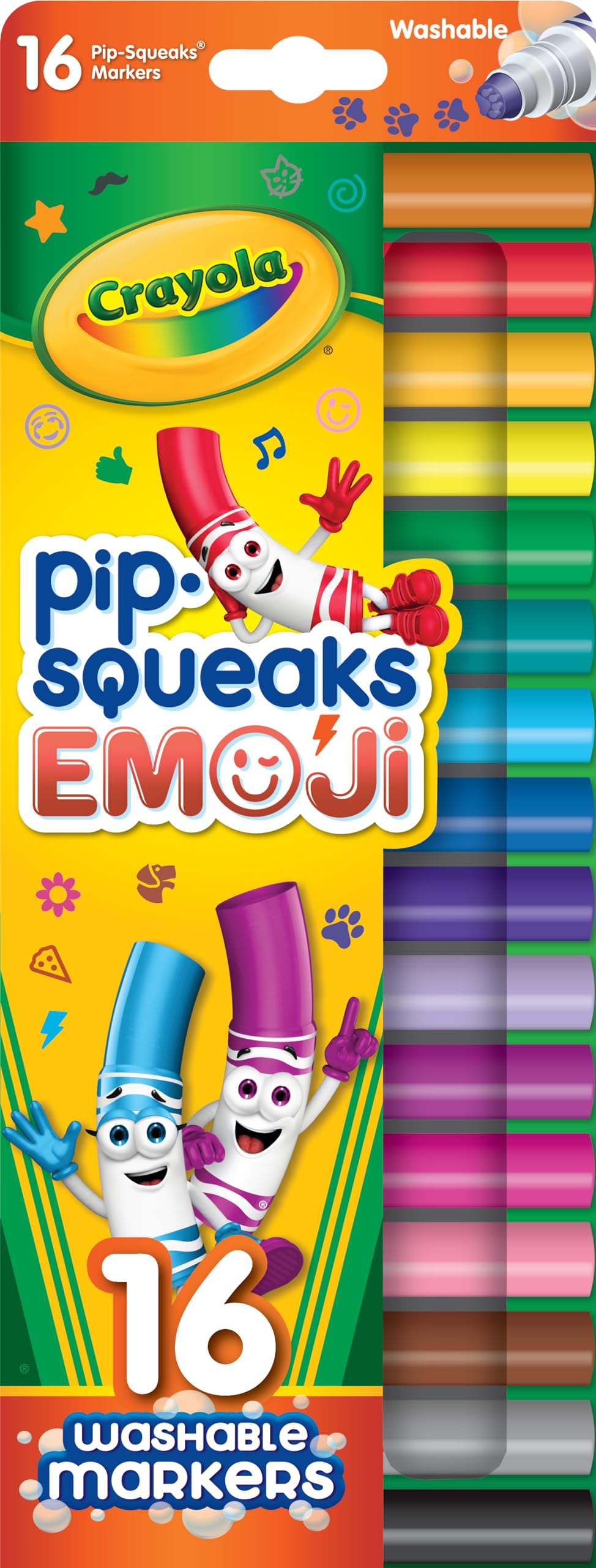 Crayola Emoji Stampers, Pip Squeaks Washable Markers, Gift for Boys & Girls, 16 Count