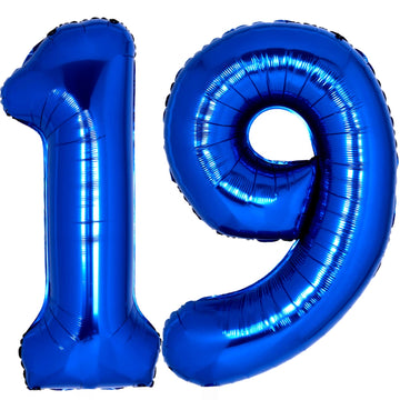 40 Inch Giant Navy Blue Number 19 Balloon, Helium Mylar Foil Number Balloons For Birthday Party, 19Th Birthday Decorations For K