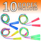 Elcoho 10 Pack Kids Rainbow Jump Rope Set Jumping Ropes Vibrant Skipping Ropes For Kids Outdoor Fun, Party Favors, 7.2 Feet
