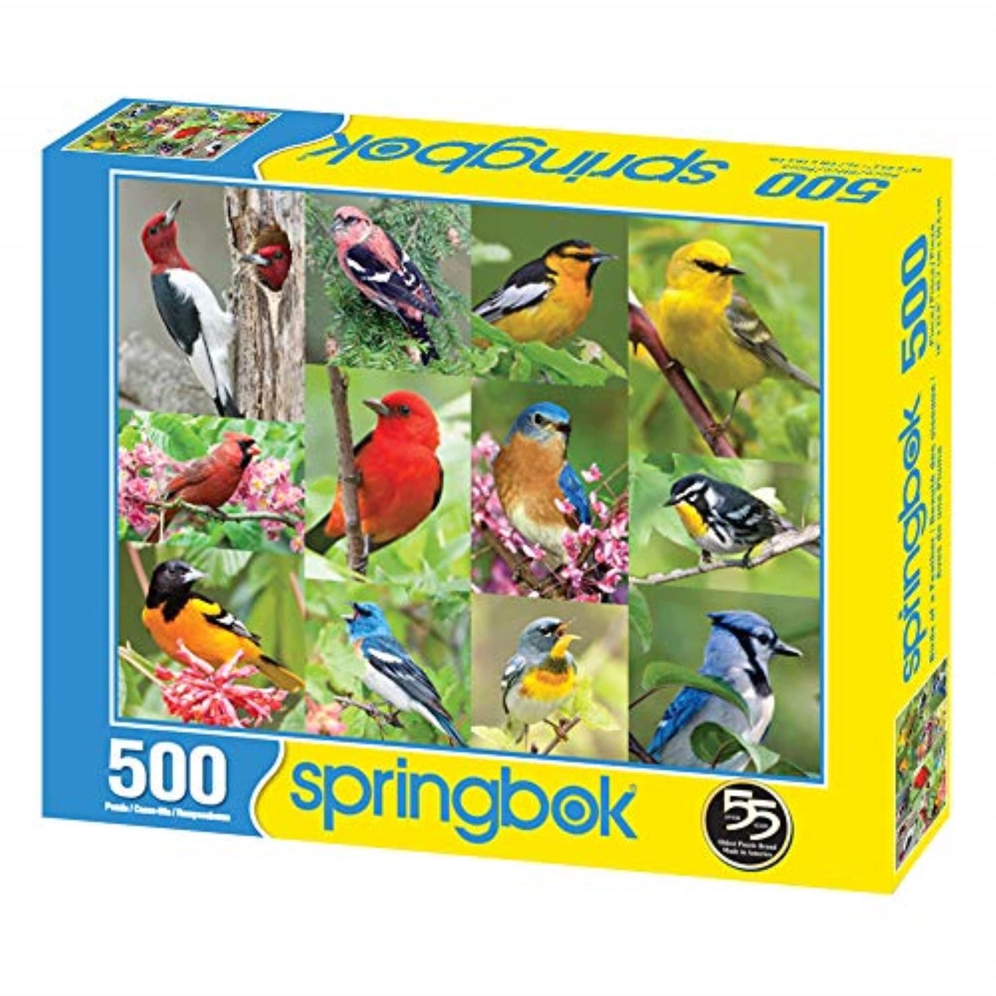 Springbok 500 Piece Jigsaw Puzzle - Birds of a Feather, 18" x 23.5" Multi-Color Collage, Engineered Wood, Model 33-01495
