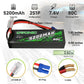 OVONIC 80C 2S 5200mAh 7.4V Lipo Battery with EC5 Connector for arrma 1/10, 1/8, 1/7 Scale RC Cars and Trucks Buggy Truggy 2pcs