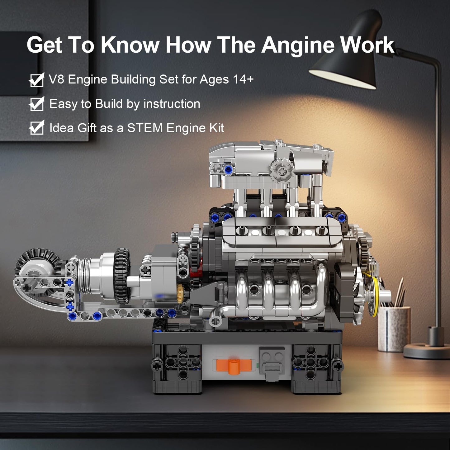 Mould King Supercar V8 Engine Building Blocks Sets, Build A Engine Model Kit That Runs, Moc Engineering Model Building Kit, 737